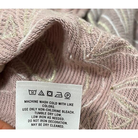 Anthropologie Akemi + Kin Onora Peacock Embroidered Sweater Top Size L Pink - Picture 9 of 9